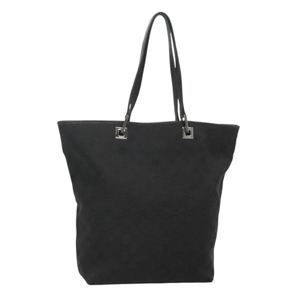 GUCCI GG Canvas Tote Bag Black Silver - Picture 1 of 16